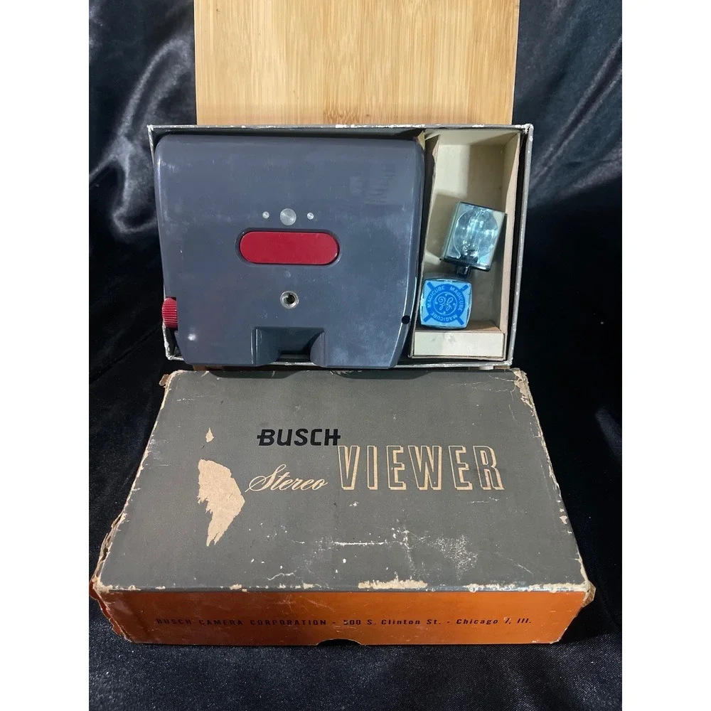 Vintage Busch Stereo Viewer No X-5081 3D Slide Viewer with Original Box GE Flash